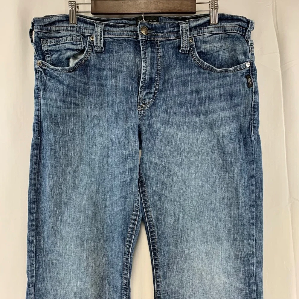Silver Jeans Co Gordie Jeans Mens 36x34 Blue Loose Fit Straight Leg M83456LDS328